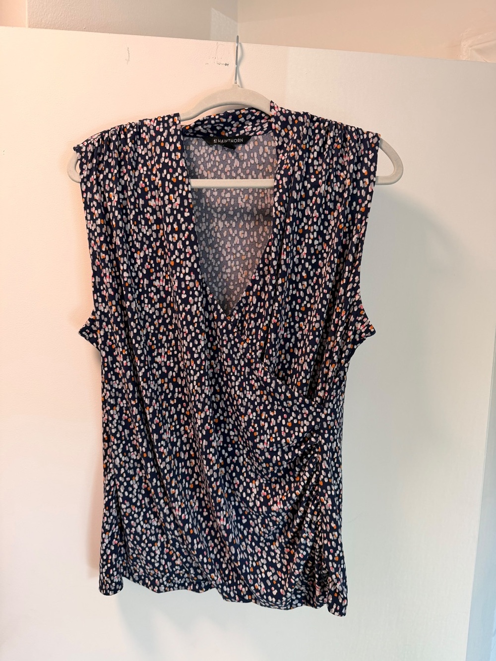 41 Hawthorn Navy Multicolor Dotted Sleeveless Wrap Camisole
